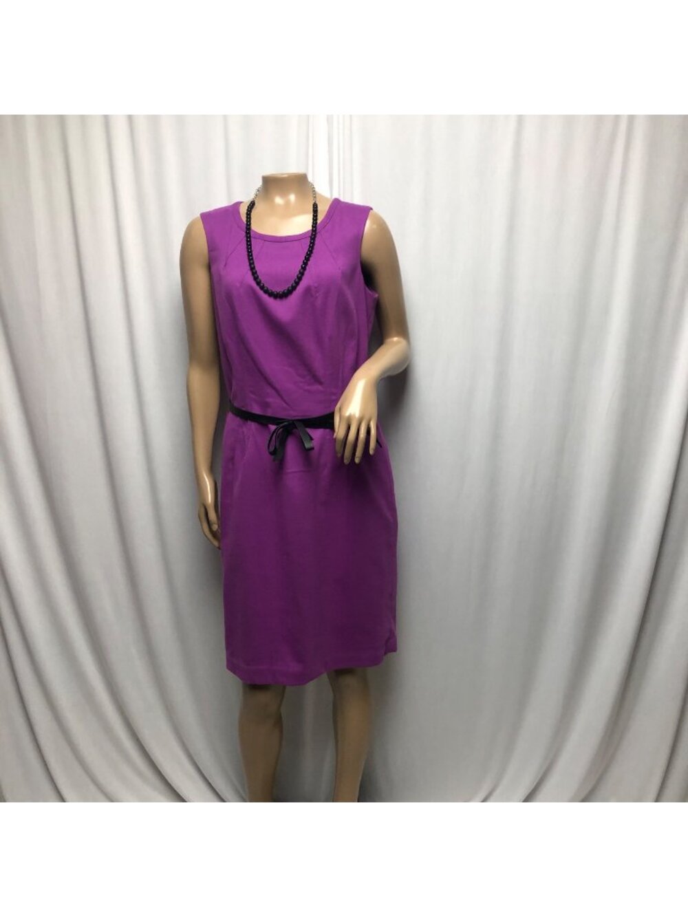 Worthington Dress Womens Size 10 Purple Sleeveless Belted Sheath Office Classic